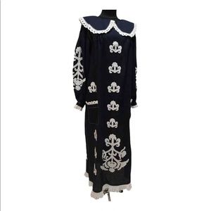 Ukrainian handmade embroidered  collar midi dress